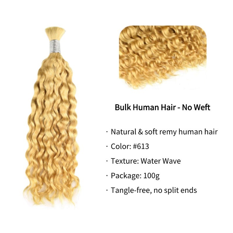 Water Wave Bulk Human Hair - #613 Hair Extensions