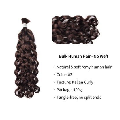 Italian Curly Bulk Human Hair - #2 Braiding Hair
