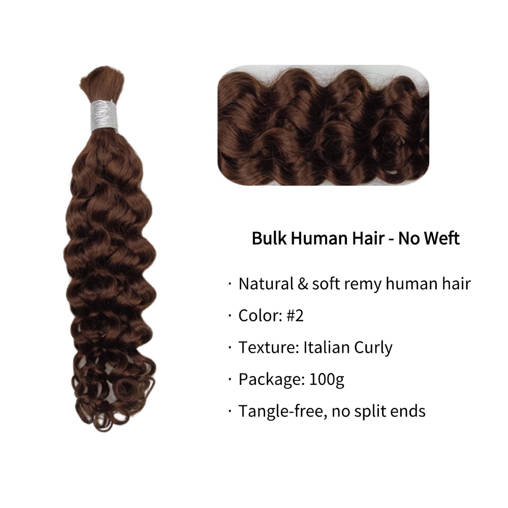 Bulk Human Hair - #2 Italian Curly Braiding Hair
