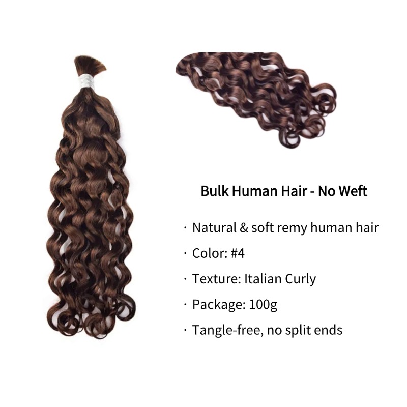 Italian Curly Bulk Human Hair - #4 Braiding Hair