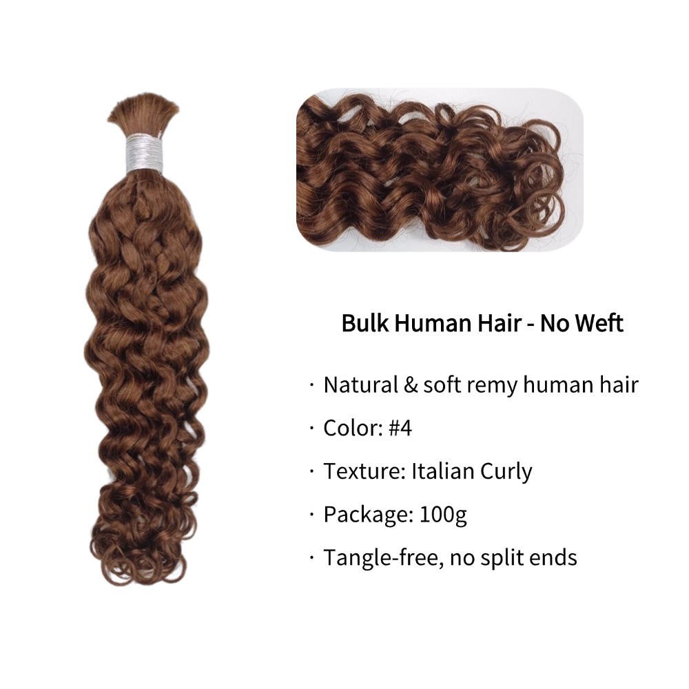 Bulk Human Hair - #4 Italian Curly Braiding Hair