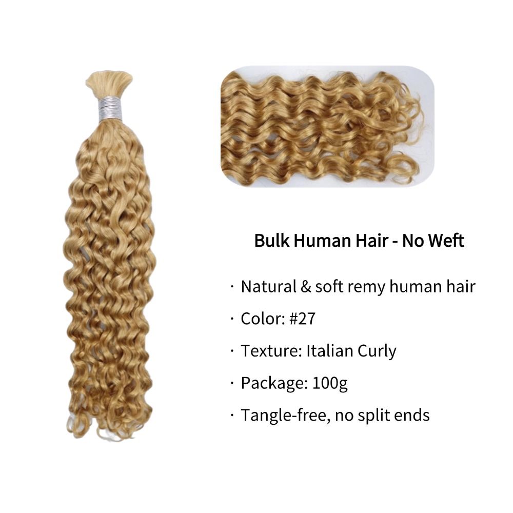 Bulk Human Hair - #27 Italian Curly Braiding Hair