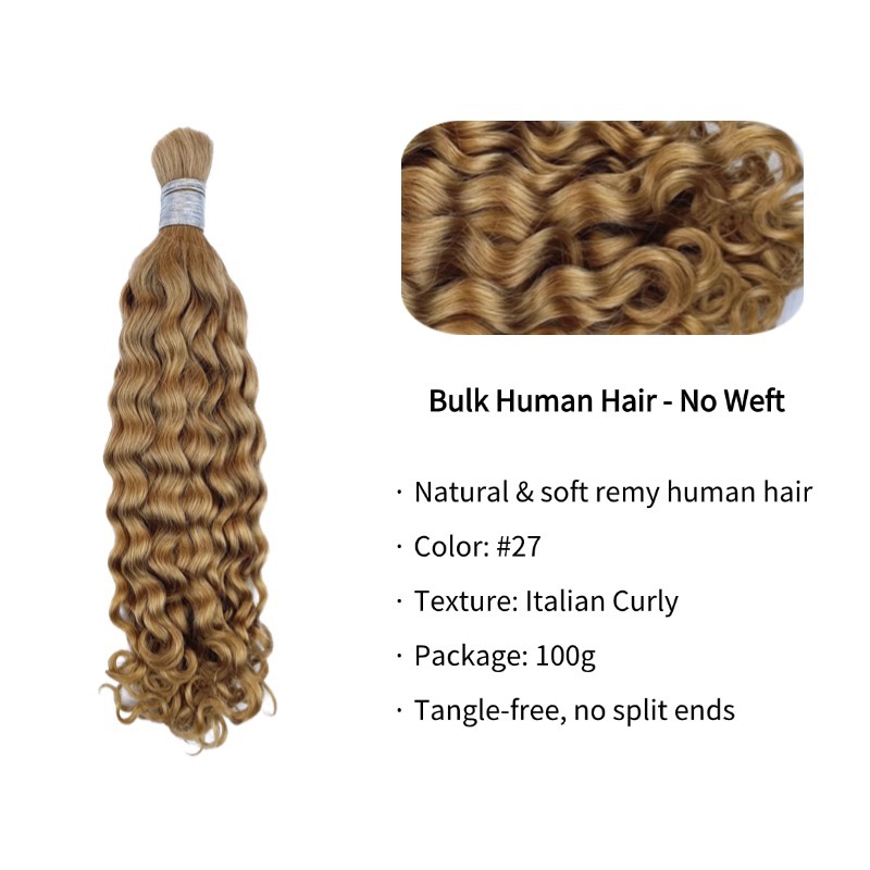 Italian Curly Bulk Human Hair - #27 Hair Extensions