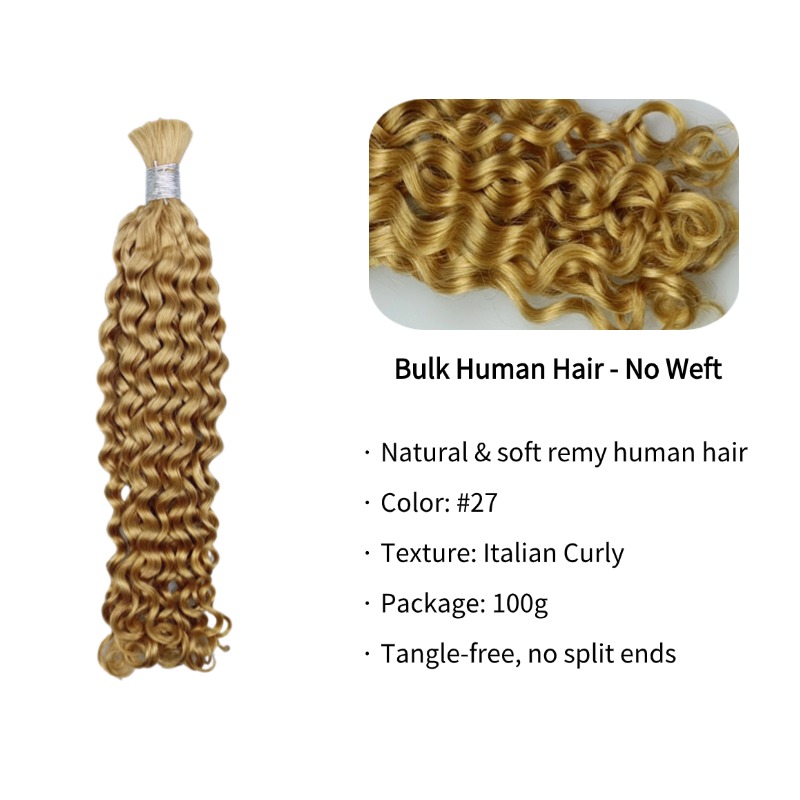 Italian Curly Bulk Human Hair - #27 Braiding Hair