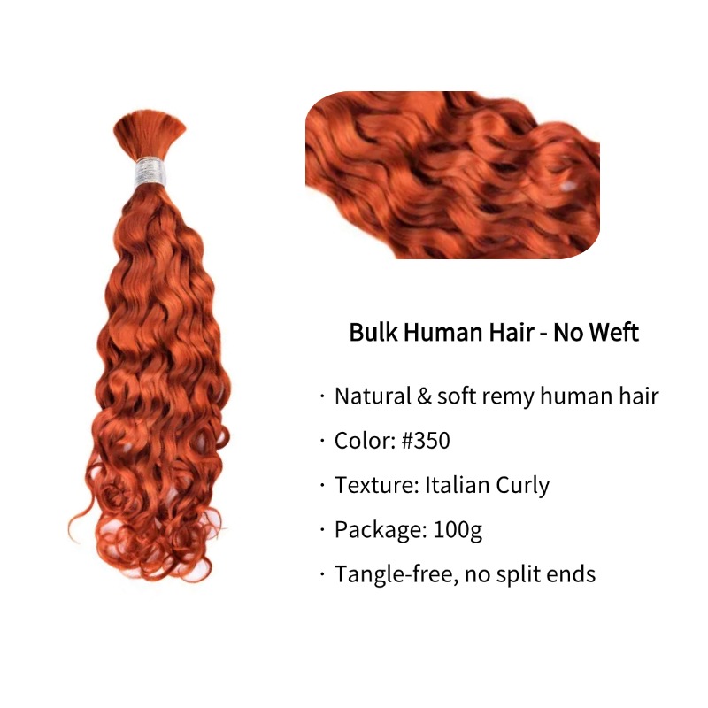 Italian Curly Bulk Human Hair - #350 Ginger Braiding Hair