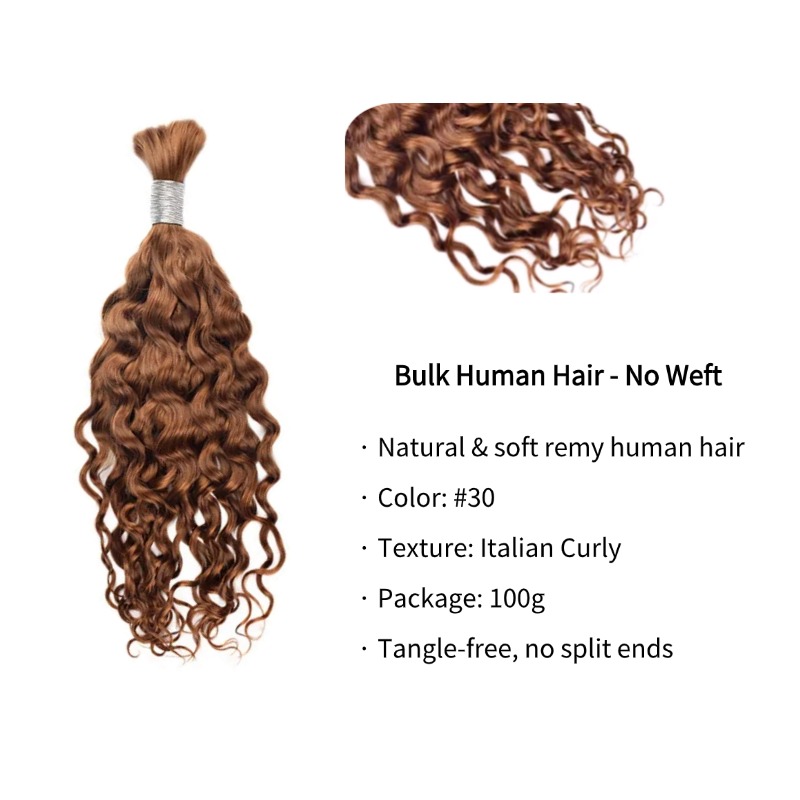 Italian Curly Bulk Human Hair - #30 Braiding Hair