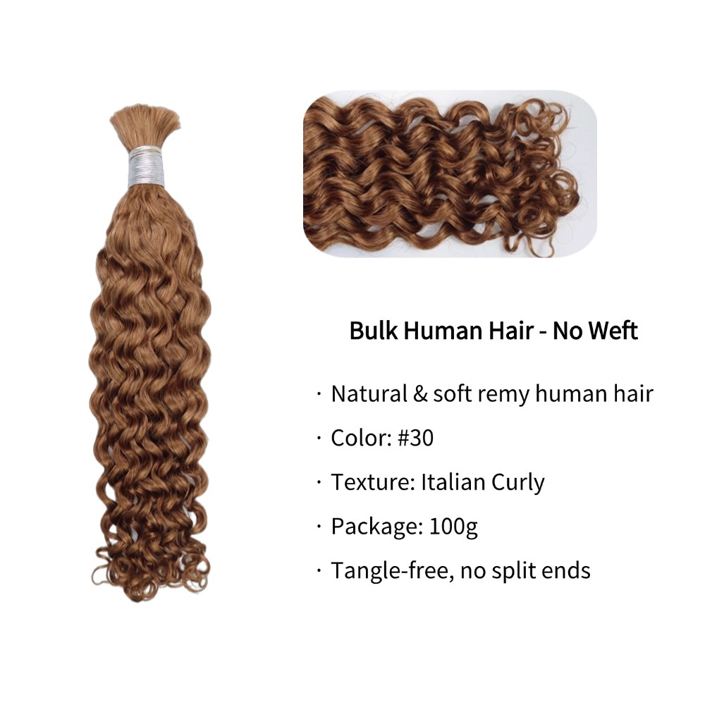 Bulk Human Hair - #30 Italian Curly Braiding Hair