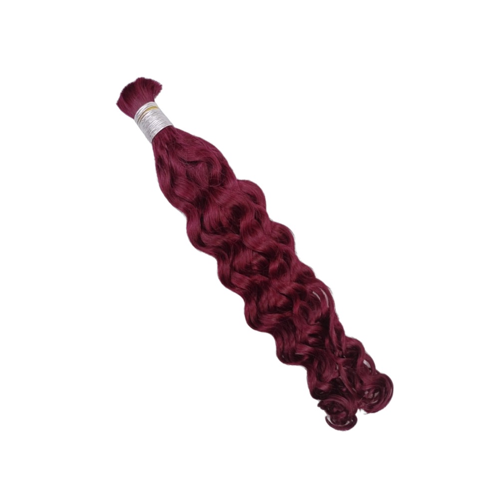 Bulk Human Hair - #99J Burgundy Italian Curly Braiding Hair