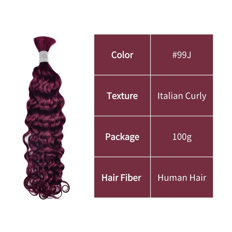 Italian Curly Bulk Human Hair - #99J Hair Extensions