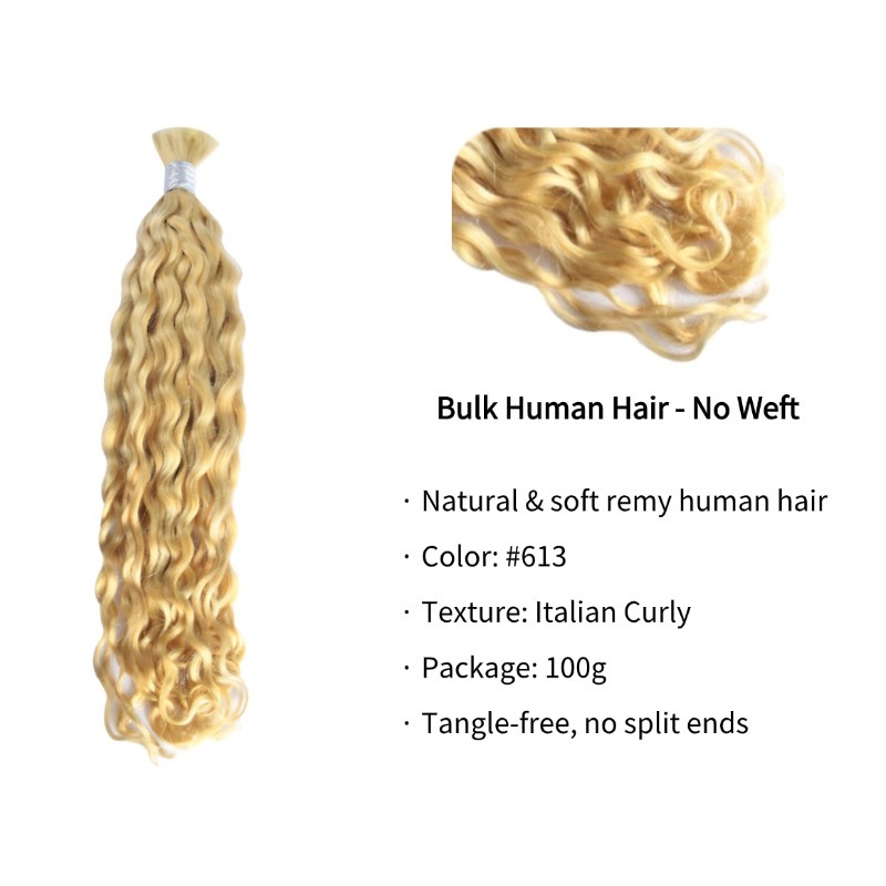 Italian Curly Bulk Human Hair - #613 Hair Extensions