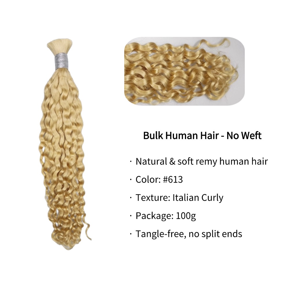 Bulk Human Hair - #613 Italian Curly Braiding Hair