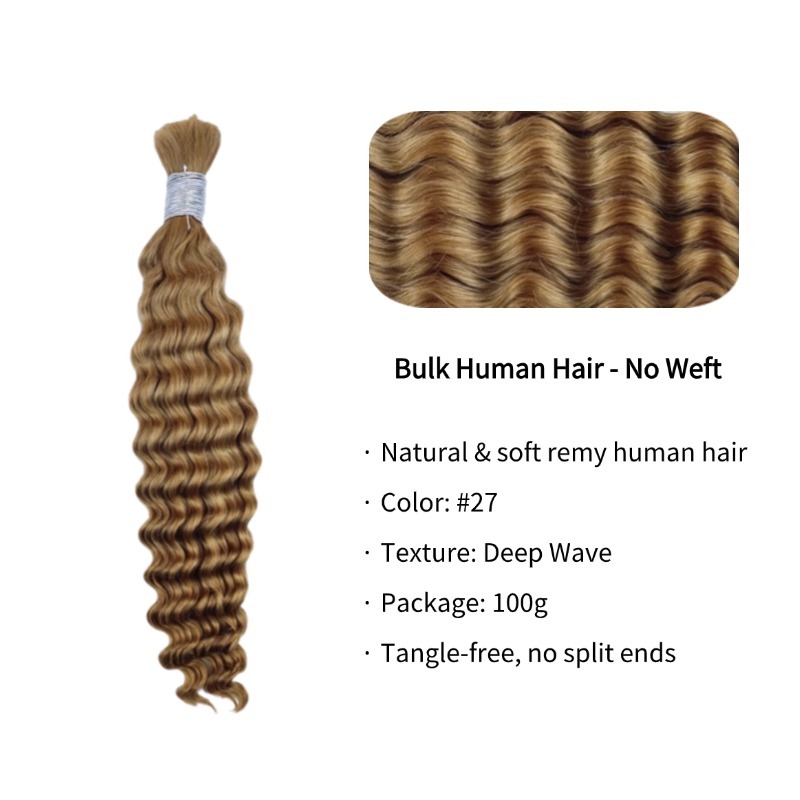 Deep Wave Bulk Human Hair - #27 Hair Extensions