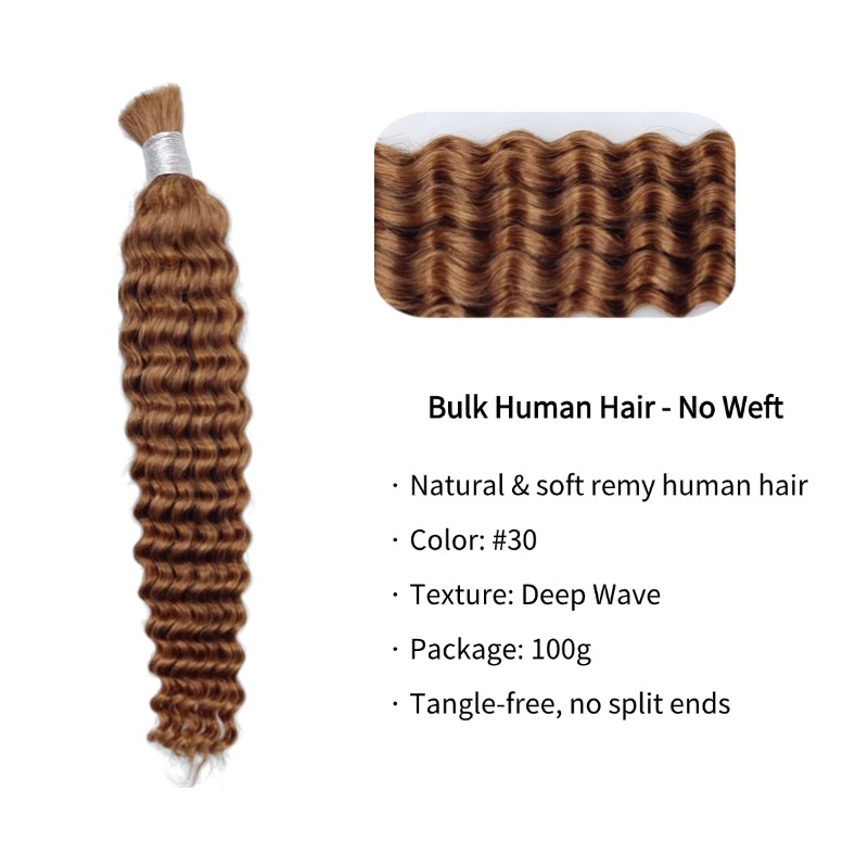 Bulk Human Hair - #30 Deep Wave Braiding Hair
