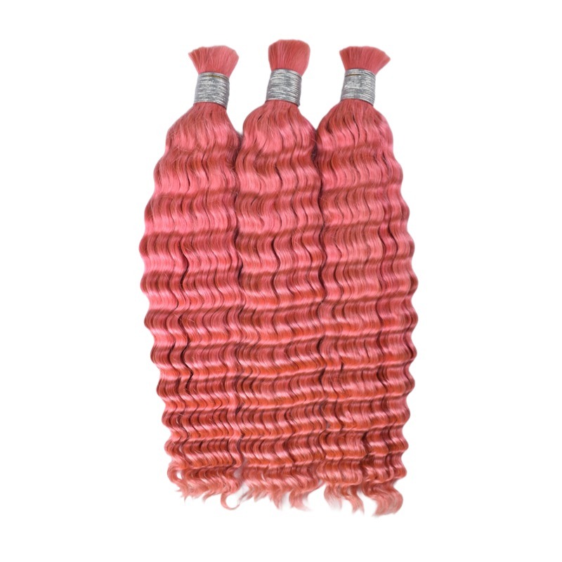 Deep Wave Bulk Human Hair - #Pink Hair Extensions
