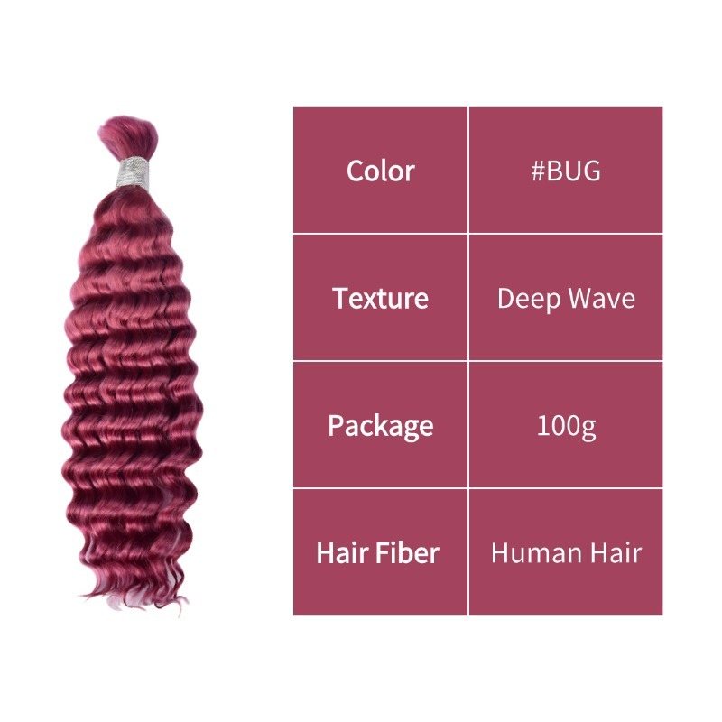 Deep Wave Bulk Human Hair - #Bug Braiding Hair