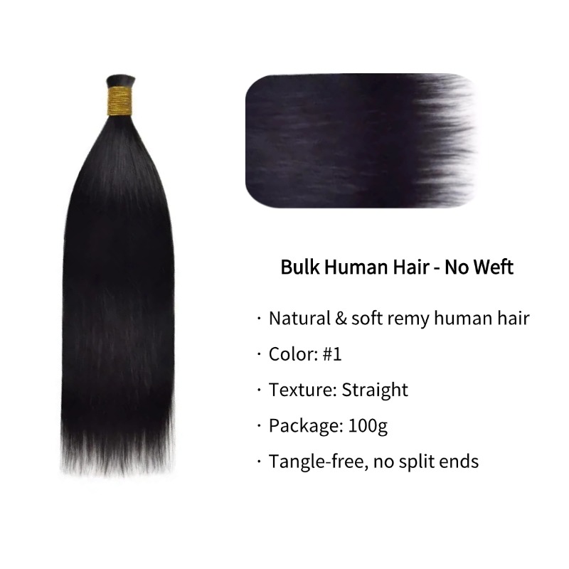 Straight Bulk Human Hair - #1 Braiding Hair