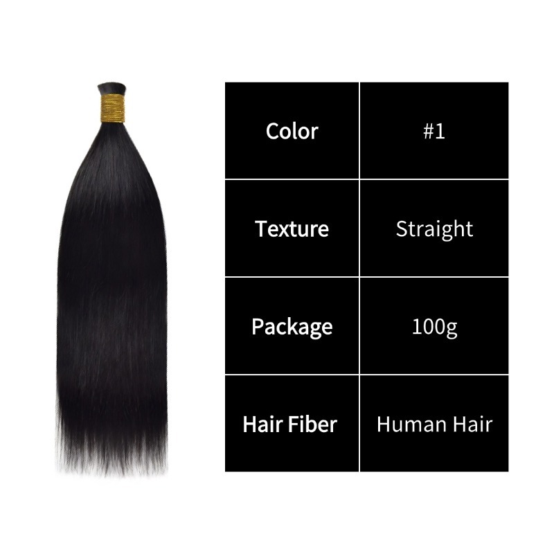 Straight Bulk Human Hair - #1 Hair Extensions