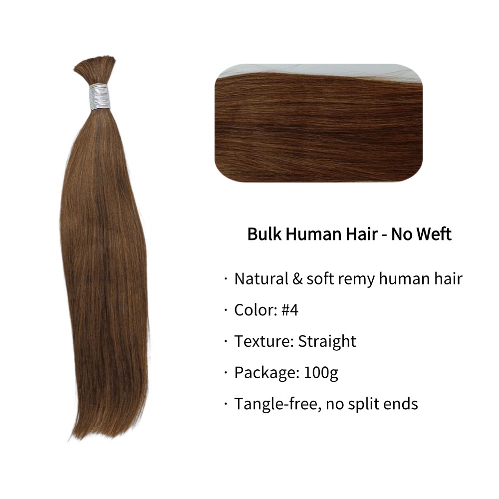 Bulk Human Hair - #4 Straight Braiding Hair