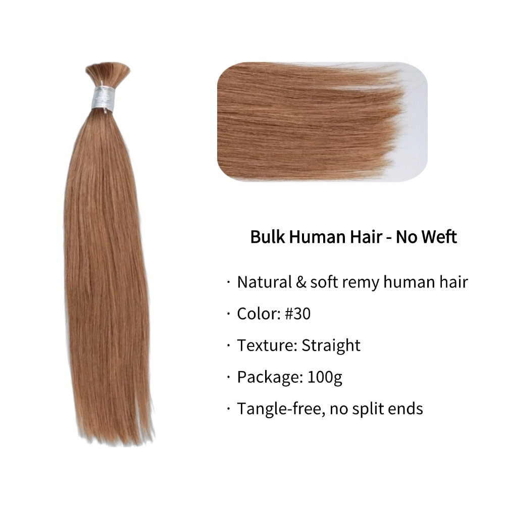 Bulk Human Hair - #30 Straight Braiding Hair