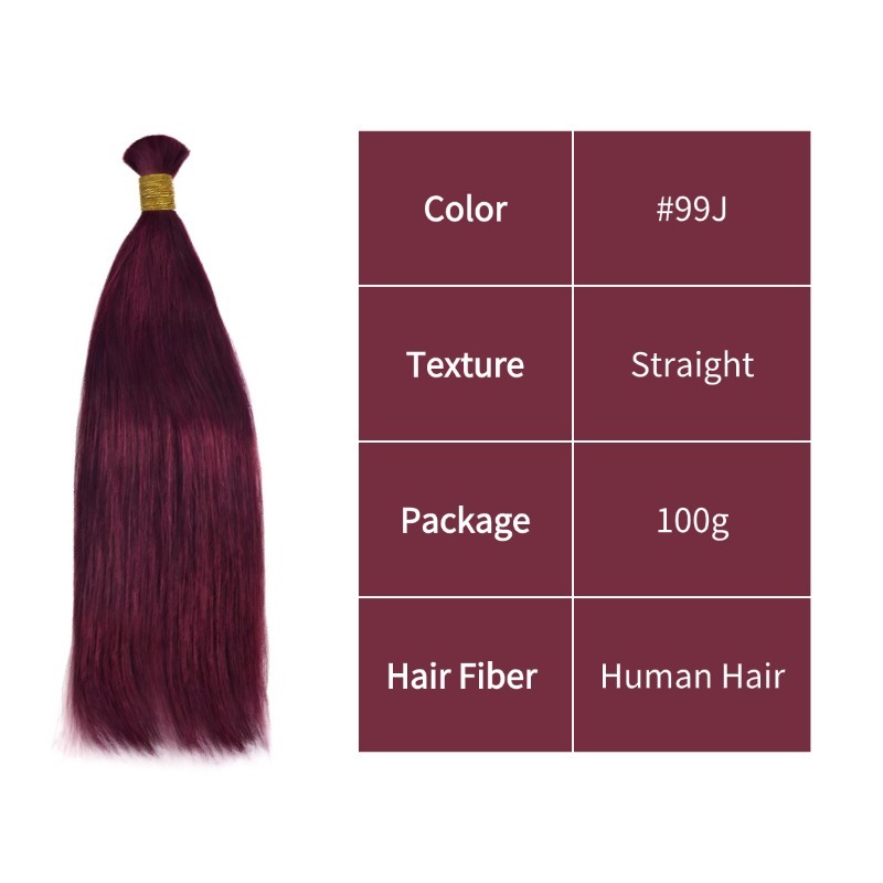 Straight Bulk Human Hair - #99J Hair Extensions