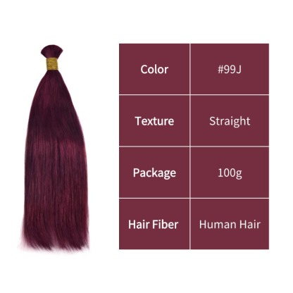 Straight Bulk Human Hair - #99J Hair Extensions
