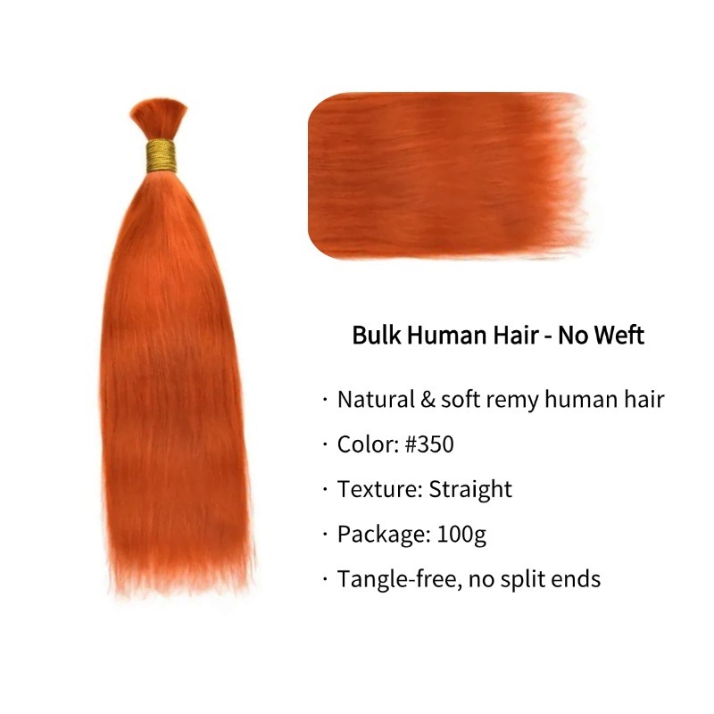 Straight Bulk Human Hair - #350 Ginger Braiding Hair