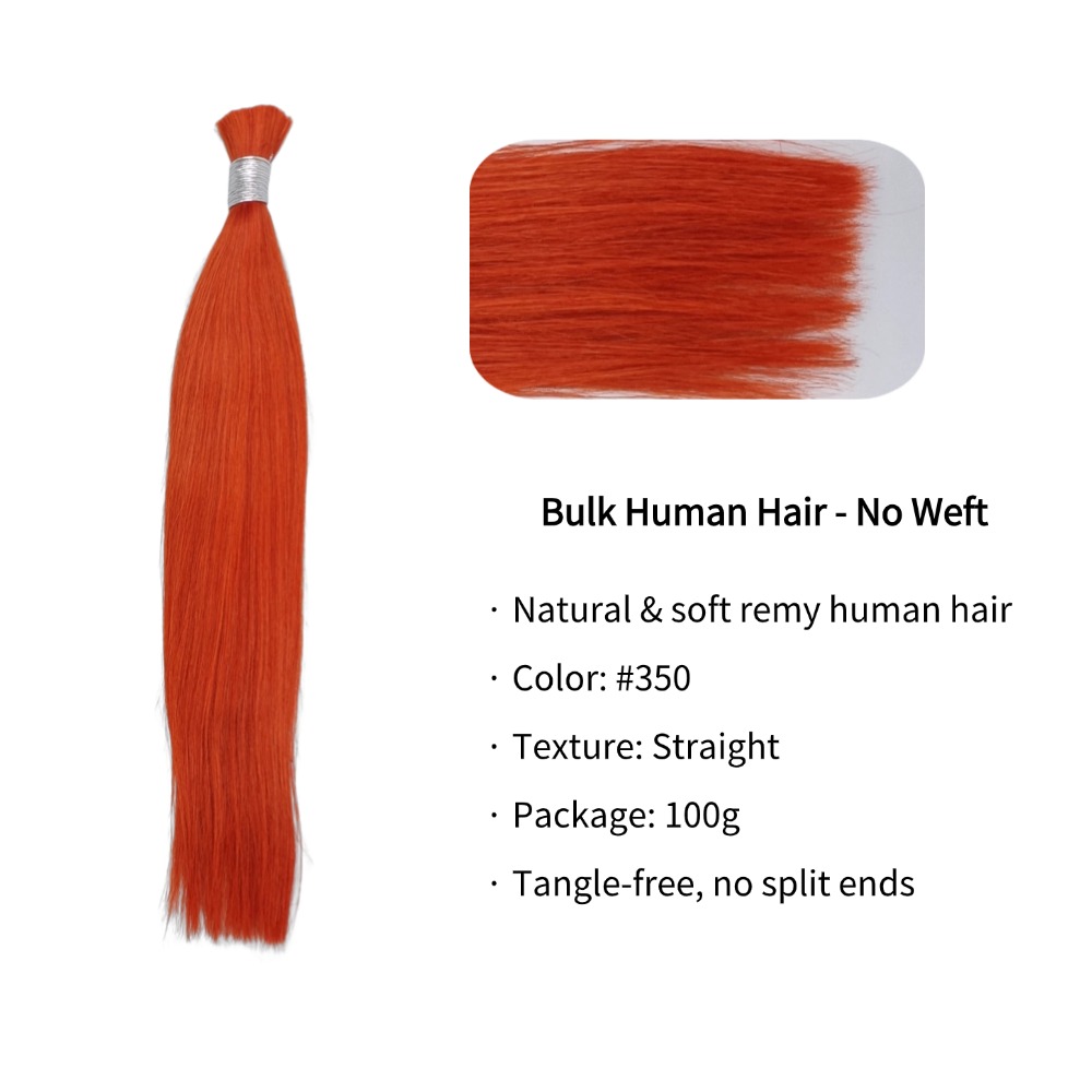 Bulk Human Hair - #350 Ginger Straight Braiding Hair