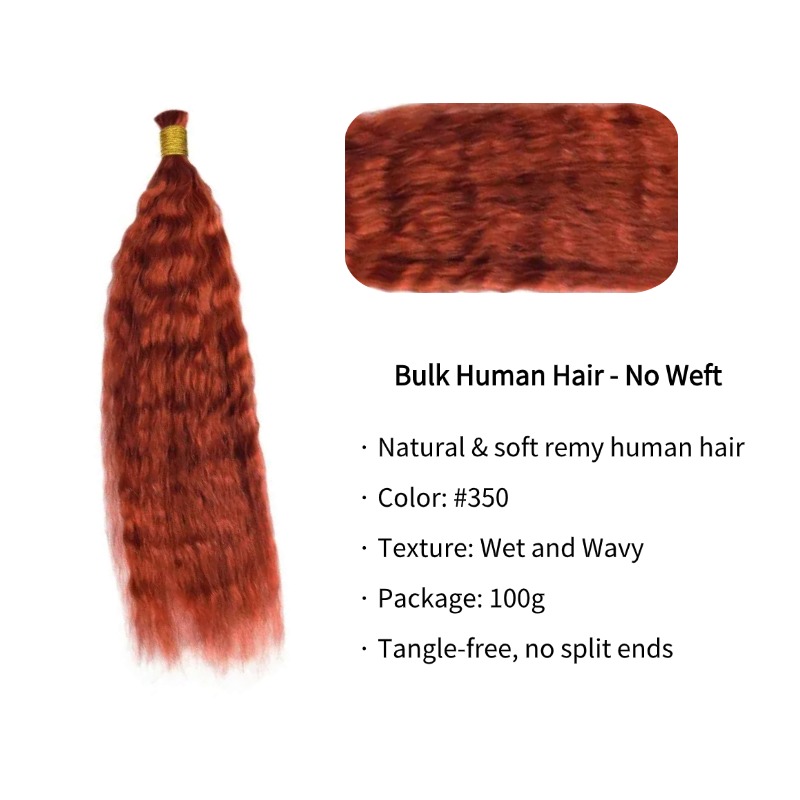 Wet and Wavy Bulk Human Hair - #350 Ginger Braiding Hair