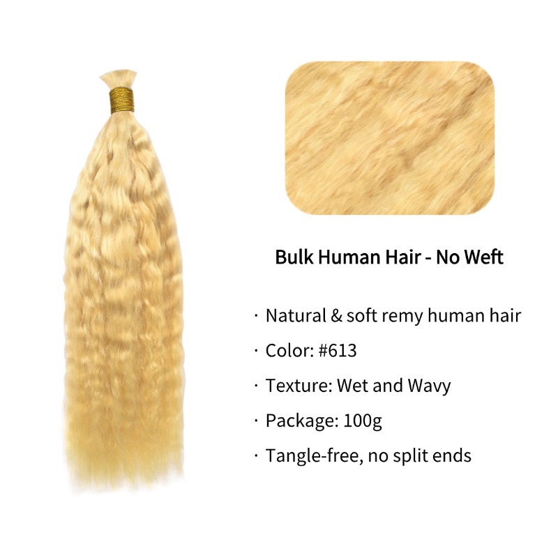 Wet and Wavy Bulk Human Hair - #613 Hair Extensions