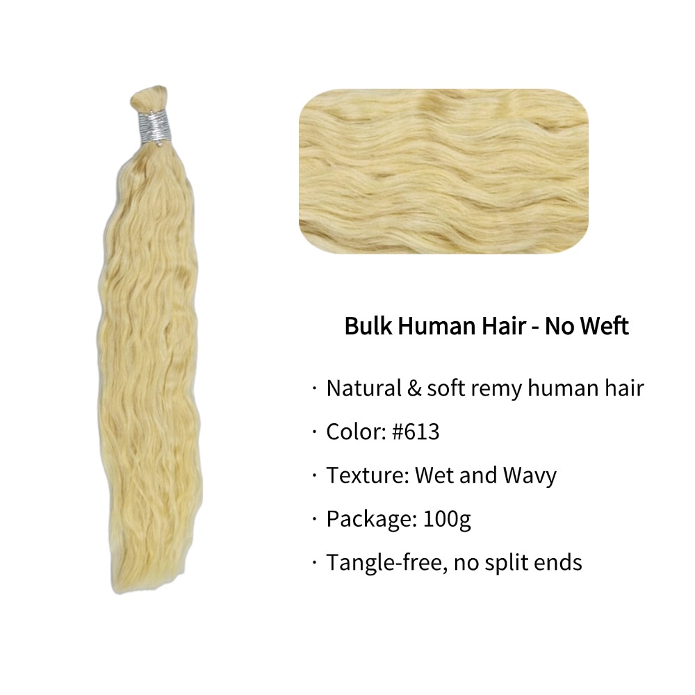 Bulk Human Hair - #613 Wet and Wavy Braiding Hair