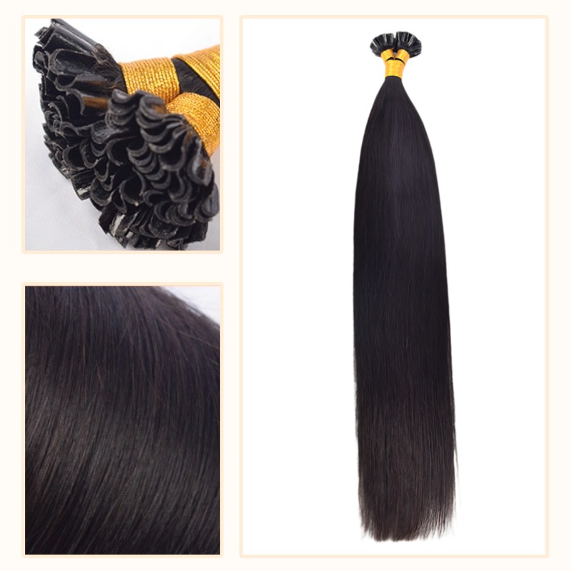 U-Tip Hair Extensions - #1B Straight Human Hair
