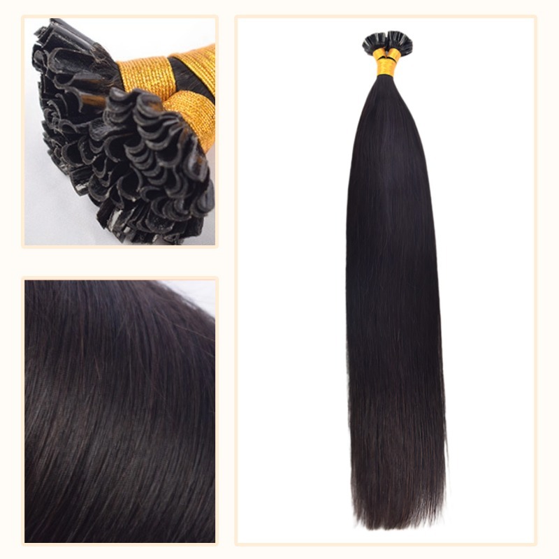 U-Tip Hair Extensions - #1B Straight Human Hair