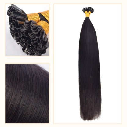 U-Tip Hair Extensions - #1B Straight Human Hair