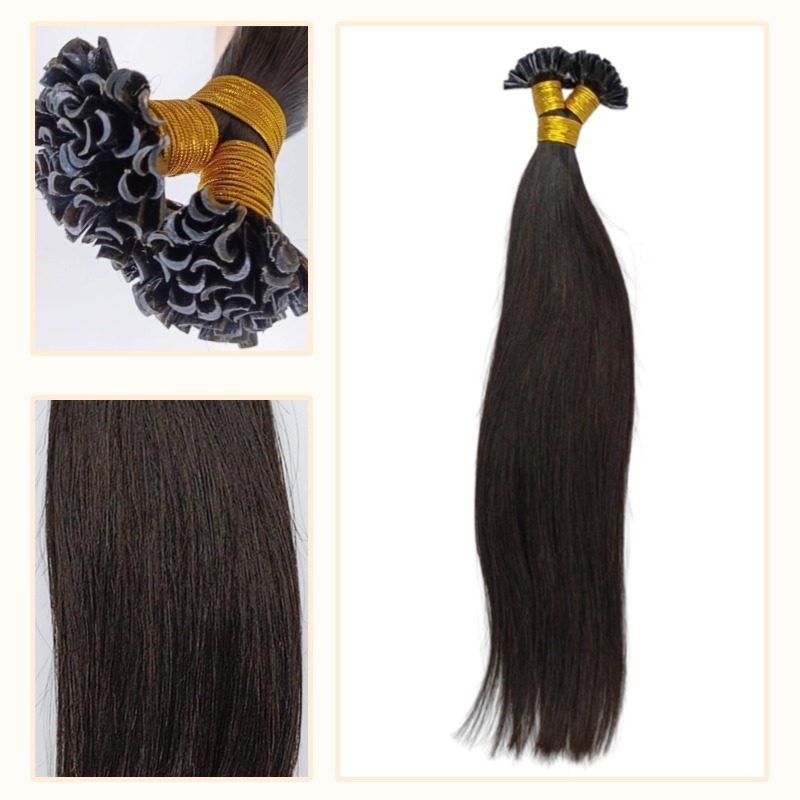 U-Tip Hair Extensions - #1B Straight Human Hair