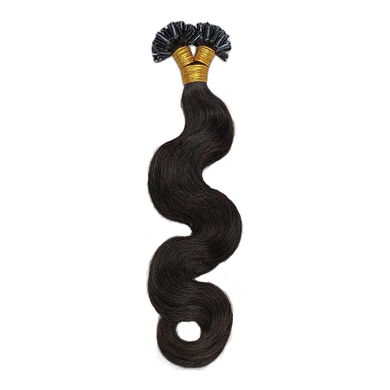 U-Tip Hair Extensions - #1B Body Wave Human Hair