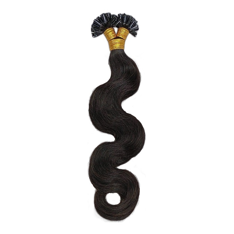 U-Tip Hair Extensions - #1B Body Wave Human Hair