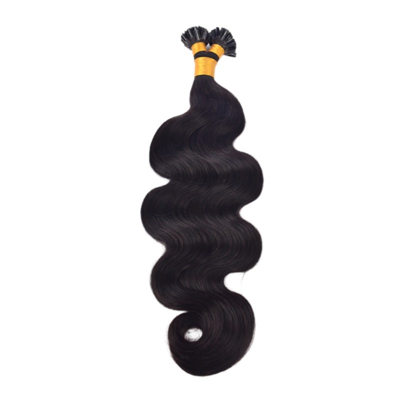 U-Tip Hair Extensions - #1B Body Wave Human Hair