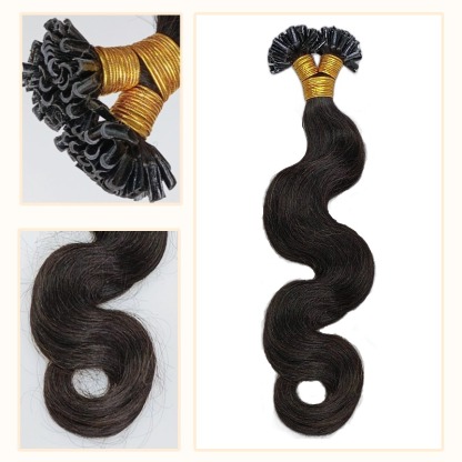 U-Tip Hair Extensions - #1B Body Wave Human Hair