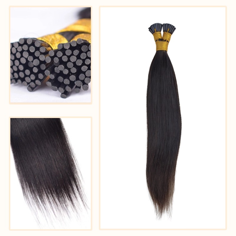 I-Tip Hair Extensions - #1B Straight Human Hair