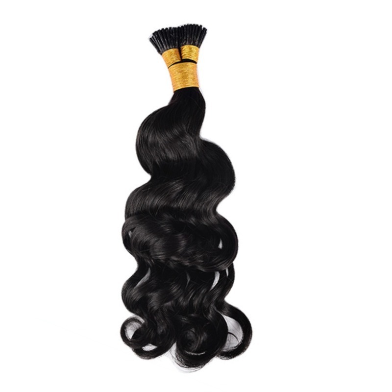 I-Tip Hair Extensions - #1B Body Wave Human Hair