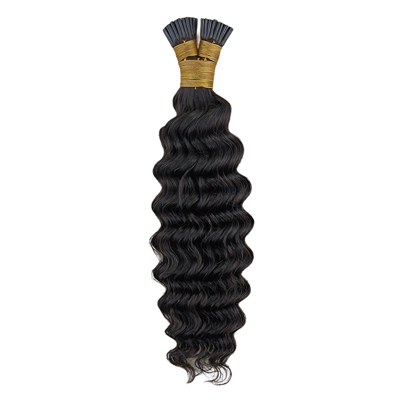 I-Tip Hair Extensions - #1B Deep Wave Human Hair