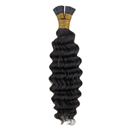 I-Tip Hair Extensions - #1B Deep Wave Human Hair