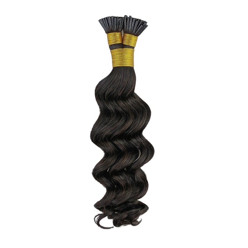 I-Tip Hair Extensions - #1B Loose Deep Wave Human Hair