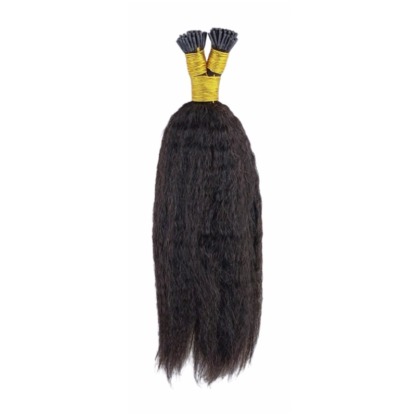 I-Tip Hair Extensions - #1B Kinky Straight Human Hair