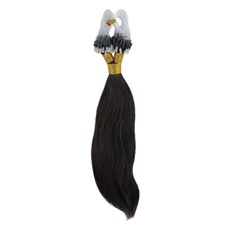 Micro Ring Hair Extensions - #1B Straight Human Hair