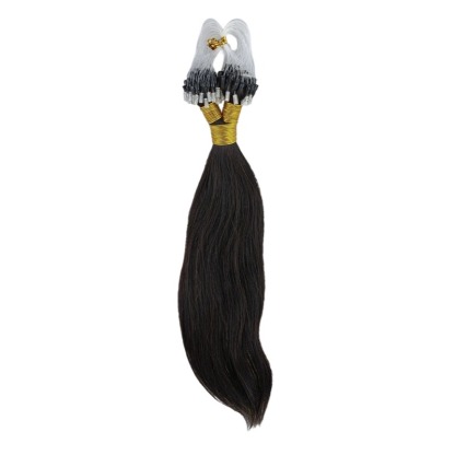 Micro Ring Hair Extensions - #1B Straight Human Hair