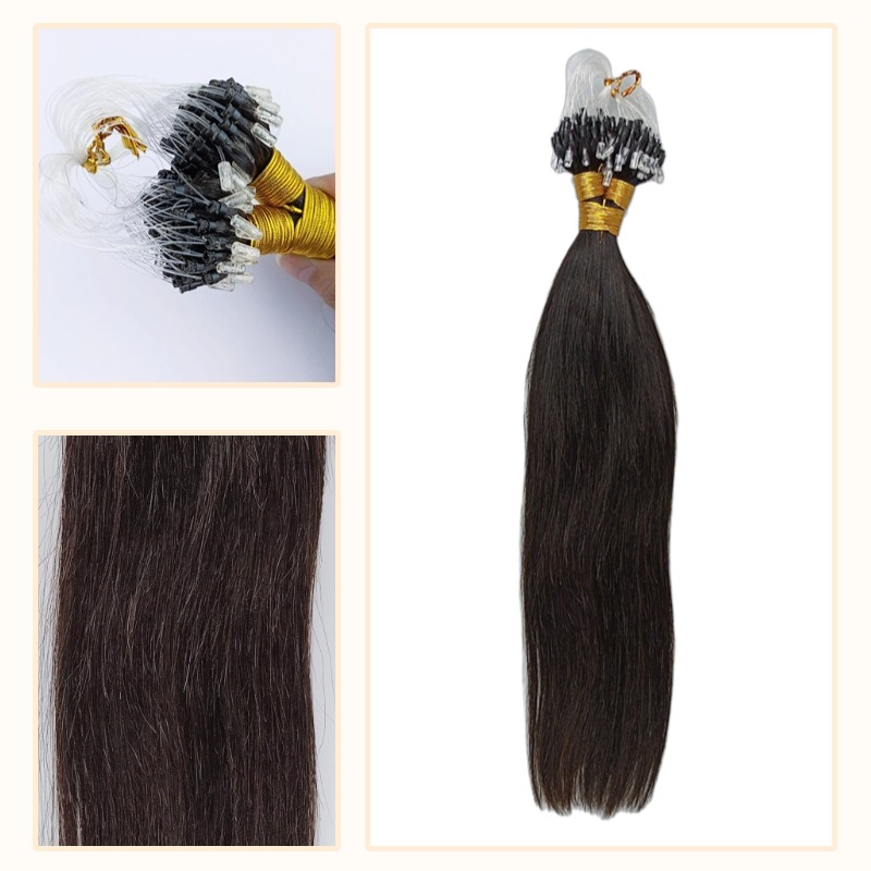 Micro Ring Hair Extensions - #1B Straight Human Hair