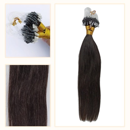 Micro Ring Hair Extensions - #1B Straight Human Hair