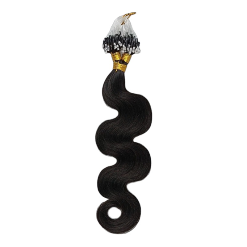 Micro Ring Hair Extensions - #1B Body Wave Human Hair