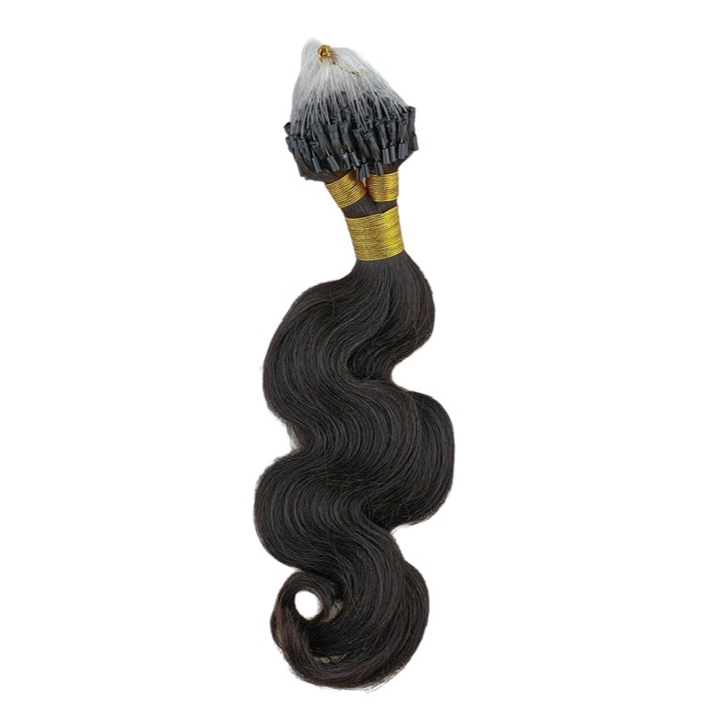 Micro Ring Hair Extensions - #1B Body Wave Human Hair